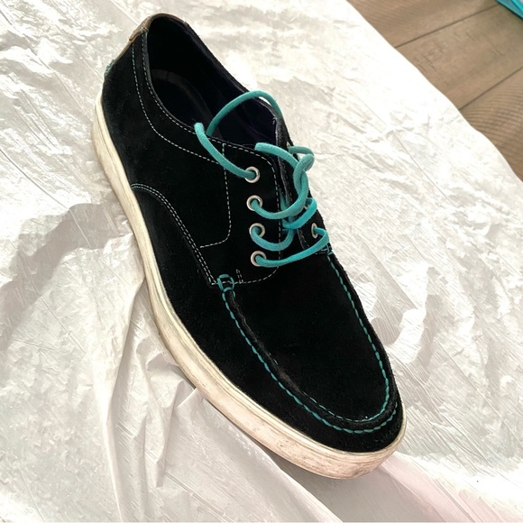 Cole Haan sneaker Oxford black suedeBergen Mac Oxford SZ 9 M has turquoise laces